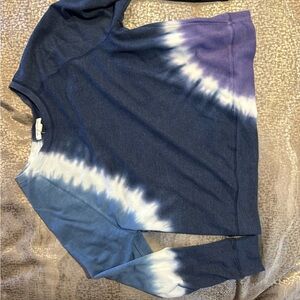 Tye dye lightweight crop sweatshirt- navy/denimblue/purple